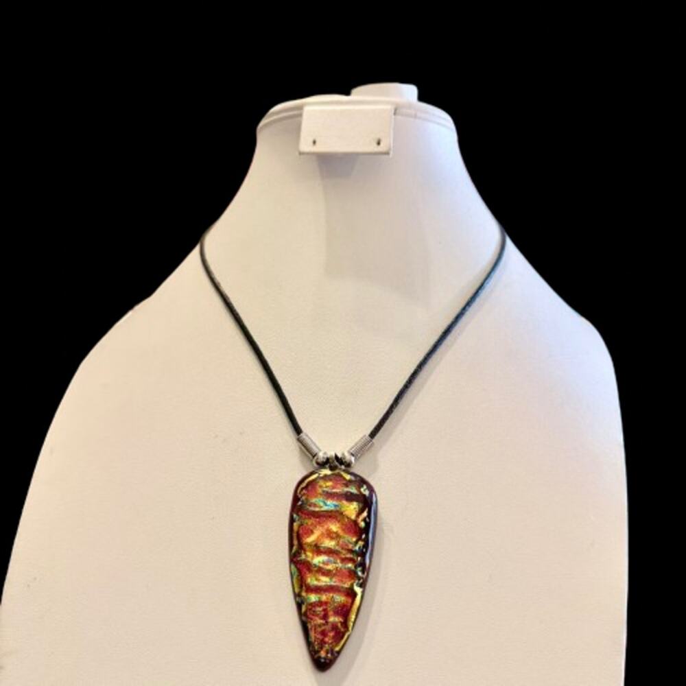 Vibrant Colorful Handcrafted Dichroic Glass Large Pendant - Picture 3 of 9